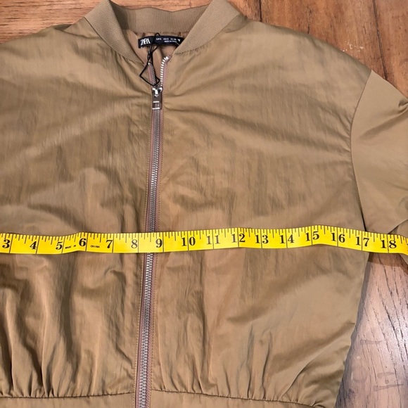 NWOT Zara Mini SHORT BOMBER DRESS,  in Olive/Tan, Small, Jacket, - Picture 14 of 15